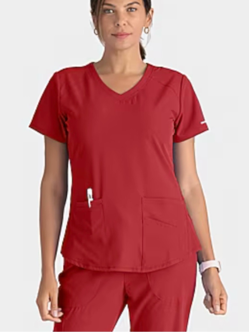 Skechers Women’s V-Neck Scrub Top in Red